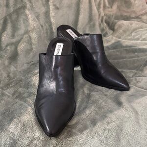 Steve Madden Sleek Black Leather Mules
